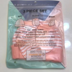 Pink NWT baby hat and mittens and socks